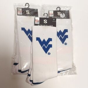 3 Pairs WVU West Virginia Crew socks sz M/L